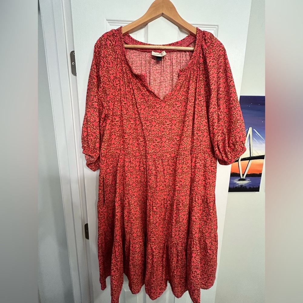 Universal Thread - Pink/Maroon/Orange Mid Sleeve floral - Mini Dress - Size L